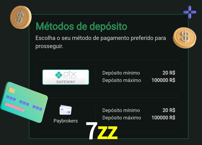 O cassino 7zz oferece uma grande variedade de métodos de pagamento